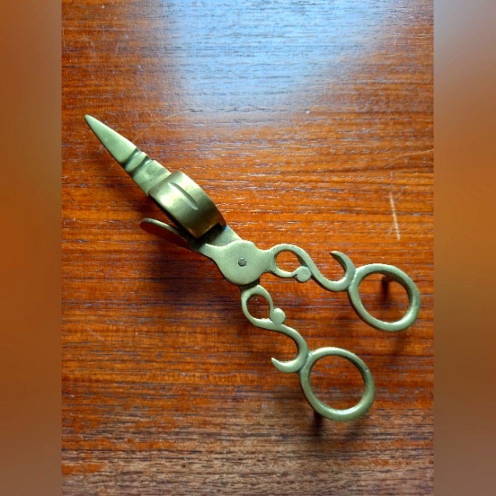 Vintage solid brass scissor style candle snuffer